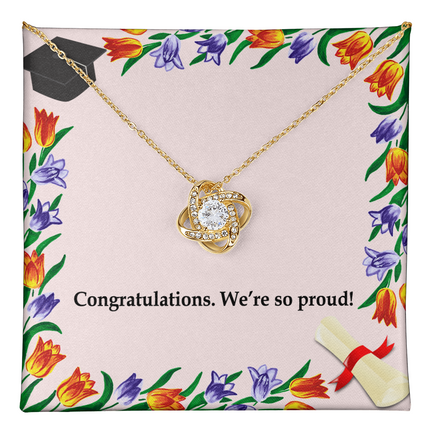 Congratulations We’re So Proud Love Knot Necklace | Graduation Gift
