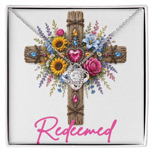 Redeemed Cross Flowers | Christian Love Knot Necklace | Her Word