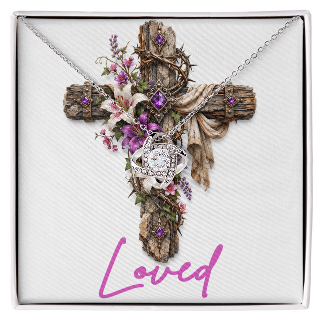 Loved Cross Lilies | Christian Love Knot Necklace | Her Word
