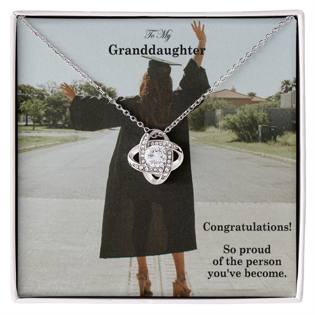 Granddaughter Graduation Love Knot Necklace | Congratulations Gift