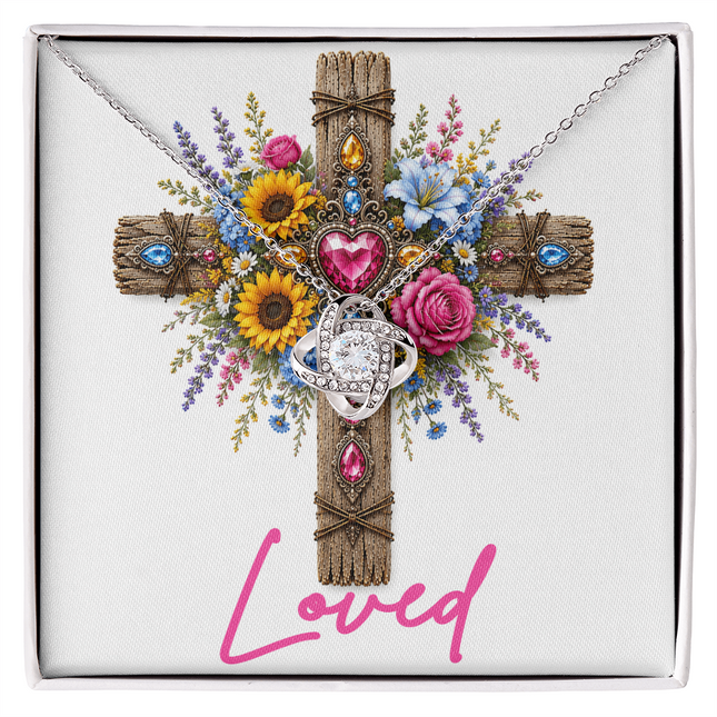Loved Cross Flowers | Christian Love Knot Necklace | Her Word