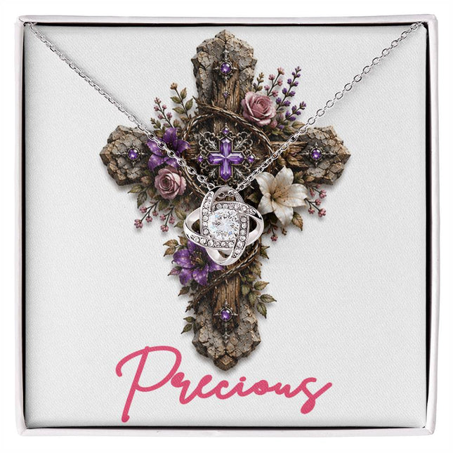 Precious Cross Roses | Christian Love Knot Necklace | Her Word