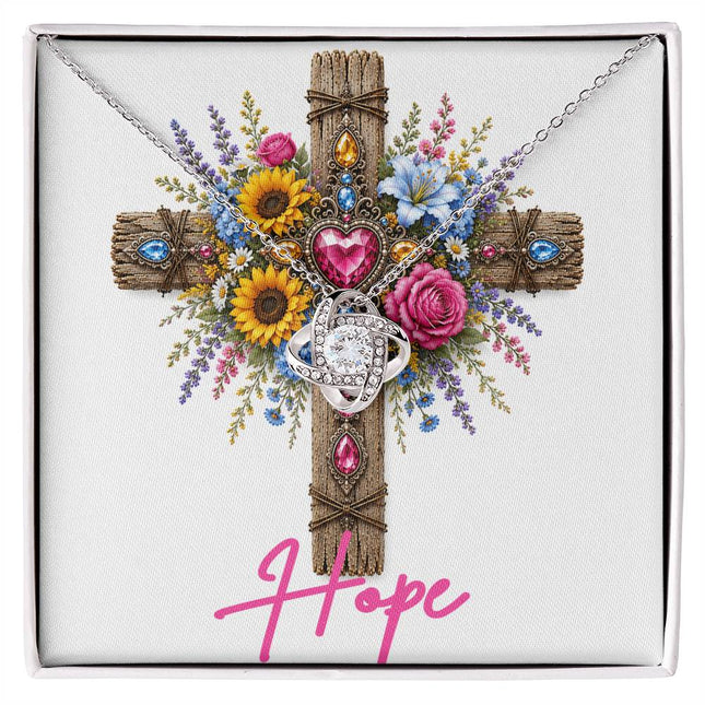 Hope Cross Flowers | Christian Love Knot Necklace | Her Word