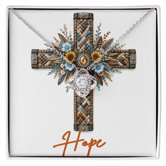 Hope Cross Sunflowers | Christian Love Knot Necklace | Her Word
