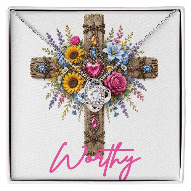 Worthy Cross Flowers | Christian Love Knot Necklace | Her Word