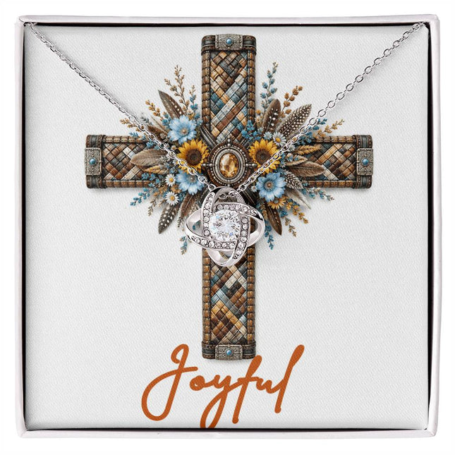 Joyful Cross Sunflowers | Christian Love Knot Necklace | Her Word