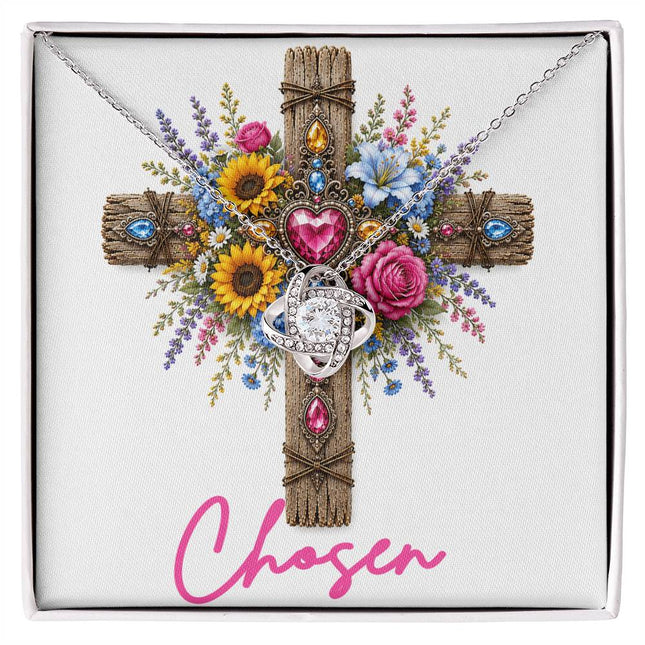 Chosen Cross Flowers | Christian Love Knot Necklace | Her Word