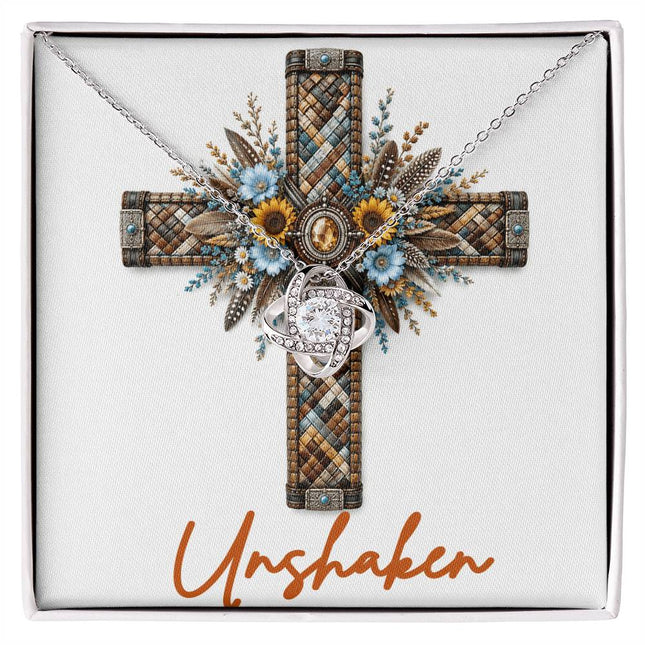 Unshaken Cross Sunflowers | Christian Love Knot Necklace | Her Word