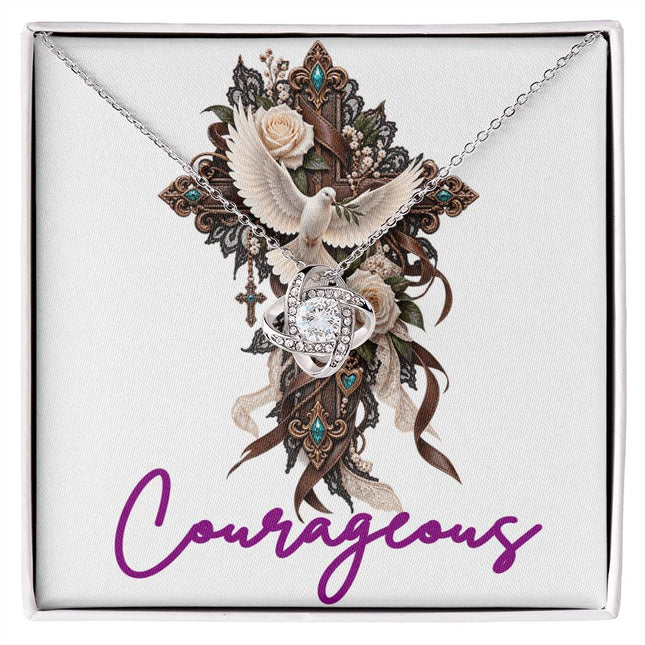 Courageous | Christian Love Knot Necklace | Her Word