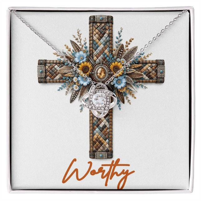 Worthy Cross Sunflowers | Christian Love Knot Necklace | Her Word