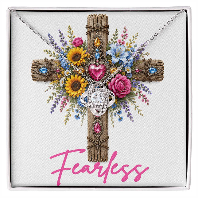 Fearless Cross Flowers | Christian Love Knot Necklace | Her Word