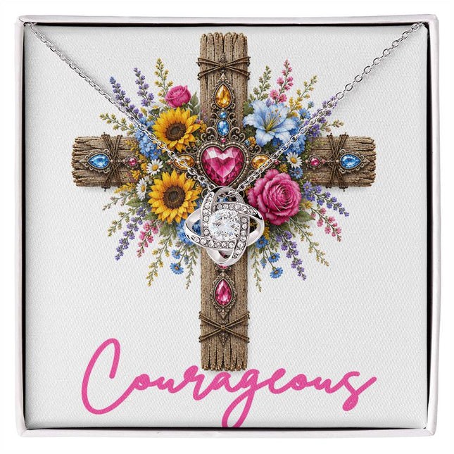 Courageous Cross Flowers | Christian Love Knot Necklace | Her Word