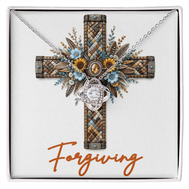 Forgiving Cross Sunflowers | Christian Love Knot Necklace | Her Word
