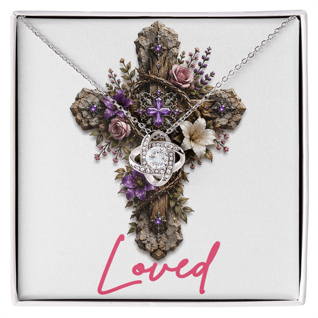 Loved Cross Roses | Christian Love Knot Necklace | Her Word