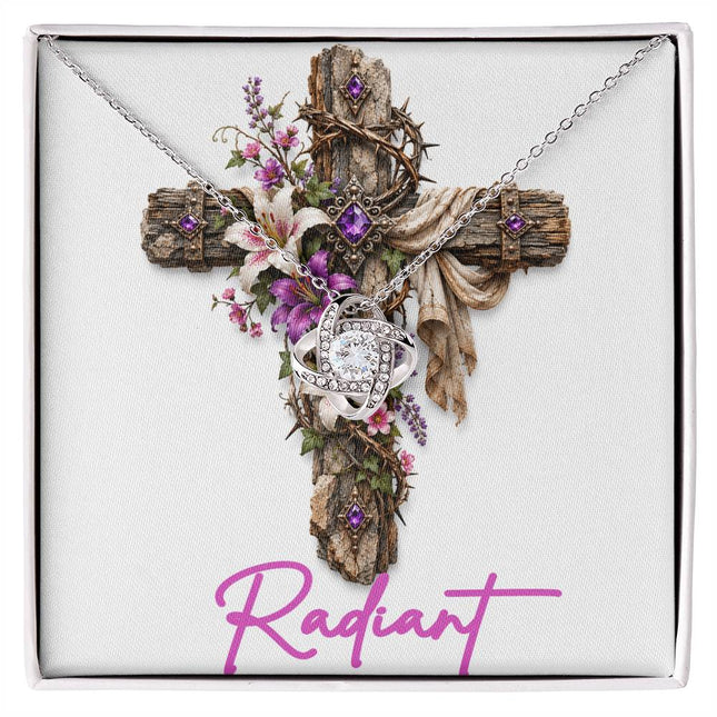 Radiant Cross Lilies | Christian Love Knot Necklace | Her Word