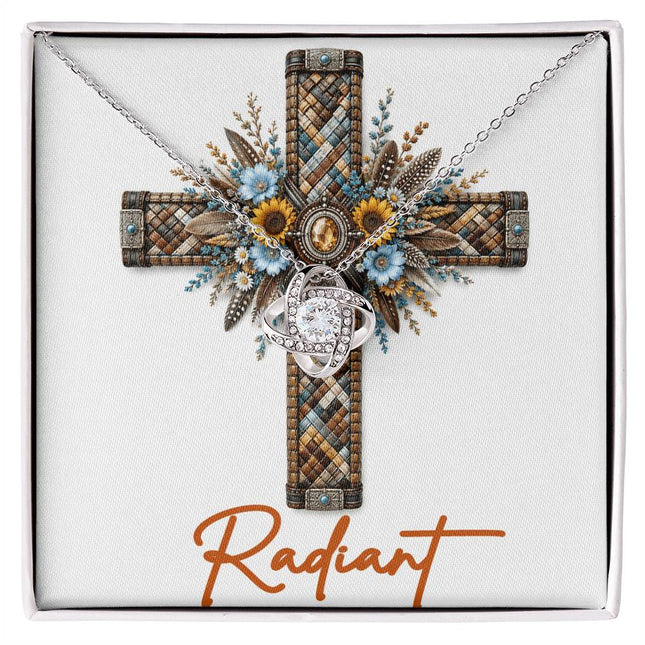 Radiant Cross Sunflowers | Christian Love Knot Necklace | Her Word