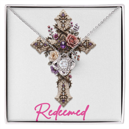 Redeemed Cross Roses | Christian Love Knot Necklace | Her Word