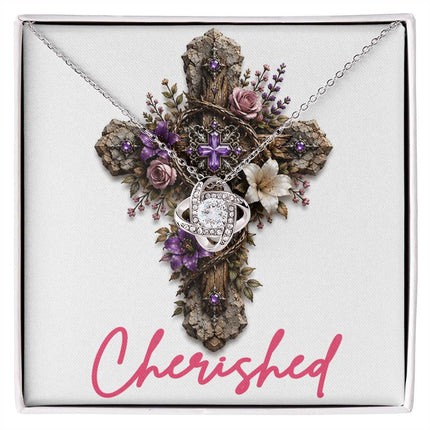 Cherished Cross Roses | Christian Love Knot Necklace | Her Word