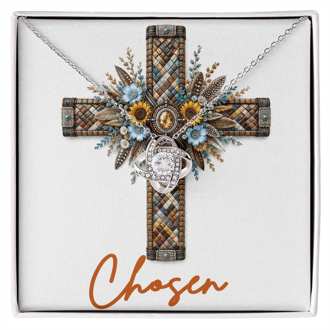 Chosen Cross Sunflowers | Christian Love Knot Necklace | Her Word
