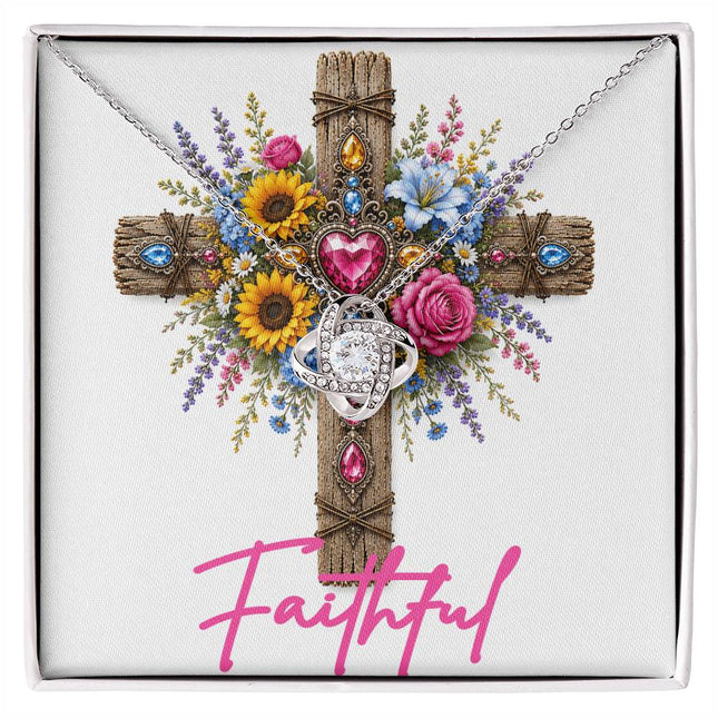 Faithful Cross Flowers | Christian Love Knot Necklace | Her Word