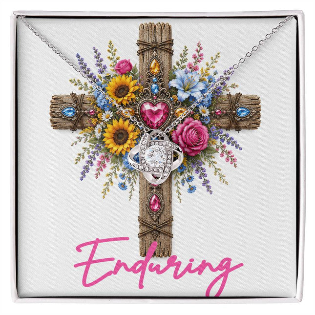 Enduring Cross Flowers | Christian Love Knot Necklace | Her Word