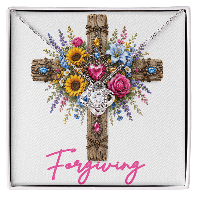 Forgiving Cross Flowers | Christian Love Knot Necklace | Her Word