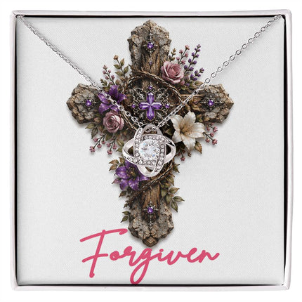 Forgiven Cross Roses | Christian Love Knot Necklace | Her Word