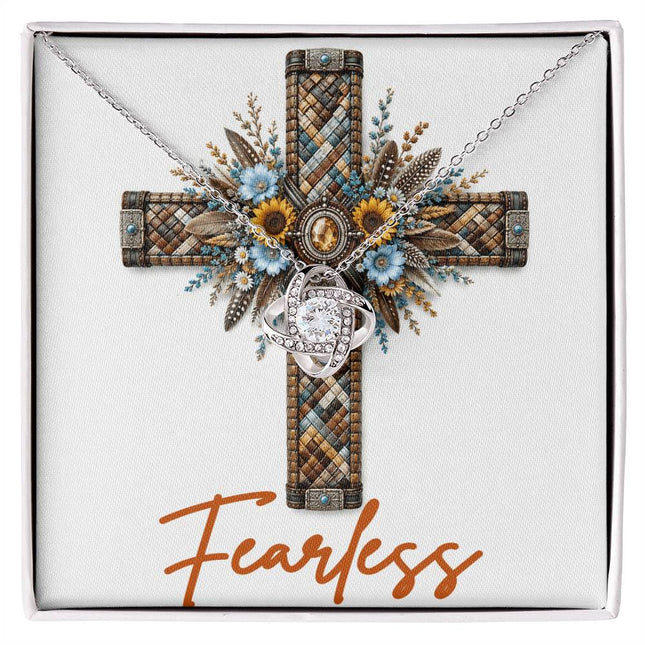 Fearless Cross Sunflowers | Christian Love Knot Necklace | Her Word