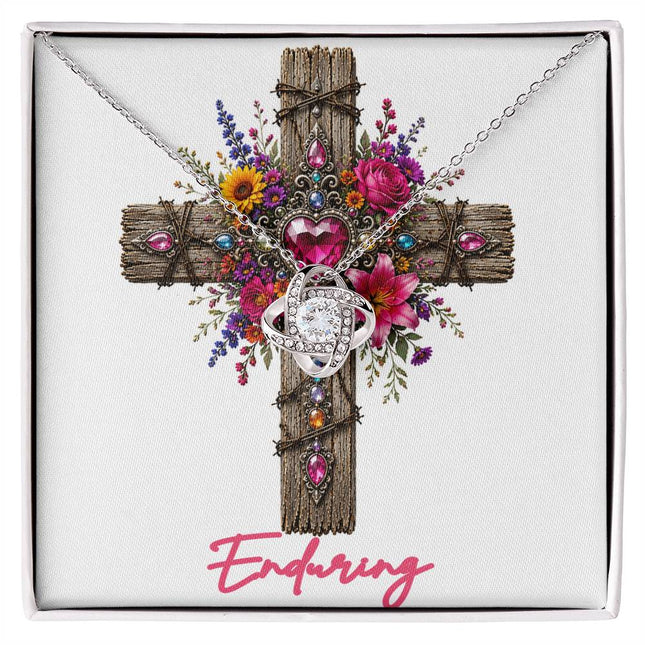 Enduring Cross Wildflowers | Christian Love Knot Necklace | Her Word