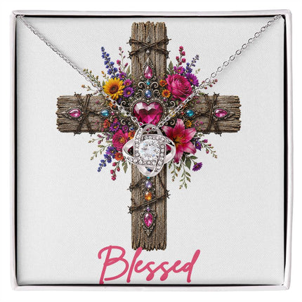 Blessed Cross Wildflowers | Christian Love Knot Necklace | Her Word