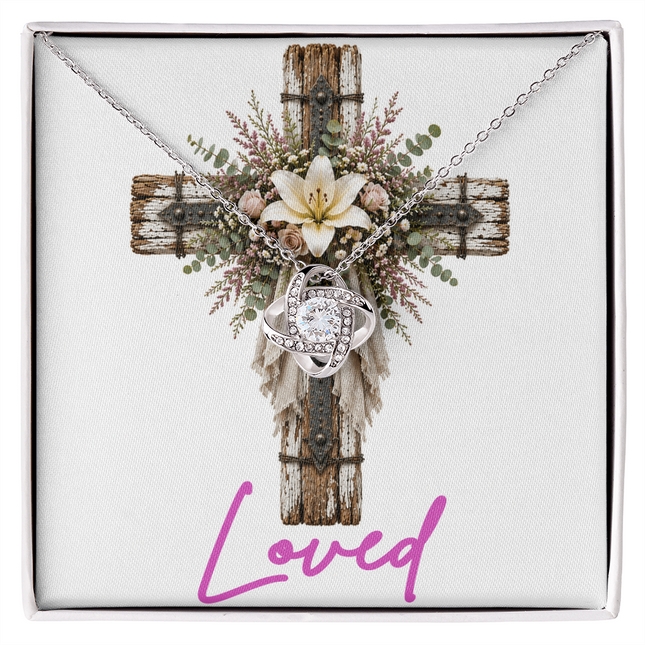 Loved Cross Easter lily | Christian Love Knot Necklace | Her Word