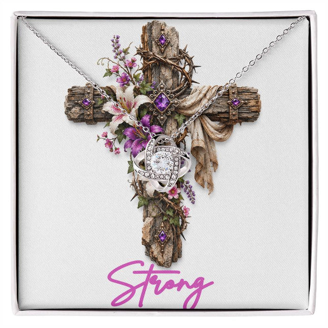 Strong Cross Lilies | Christian Love Knot Necklace | Her Word