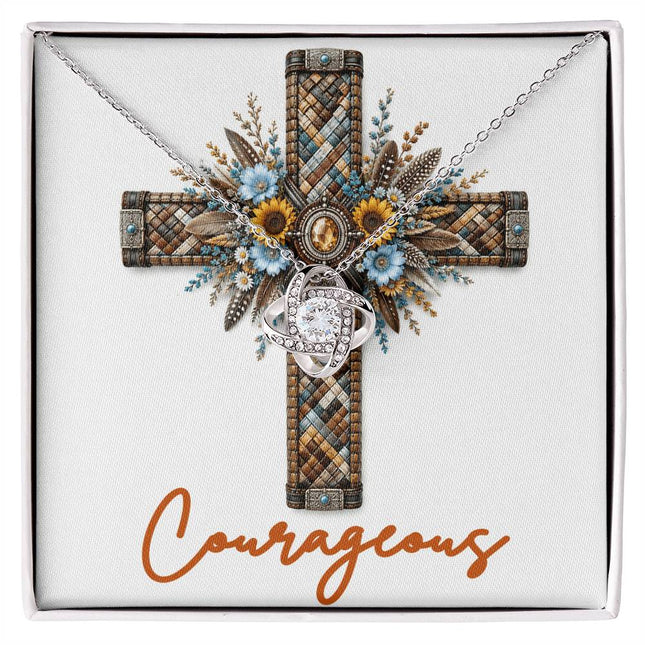 Courageous Cross Sunflowers | Christian Love Knot Necklace | Her Word