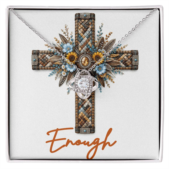 Enough Cross Sunflowers | Christian Love Knot Necklace | Her Word