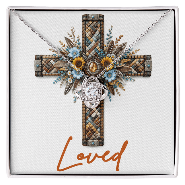 Loved Cross Sunflowers | Christian Love Knot Necklace | Her Word