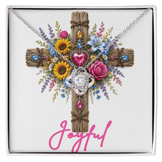 Joyful Cross Flowers | Christian Love Knot Necklace | Her Word