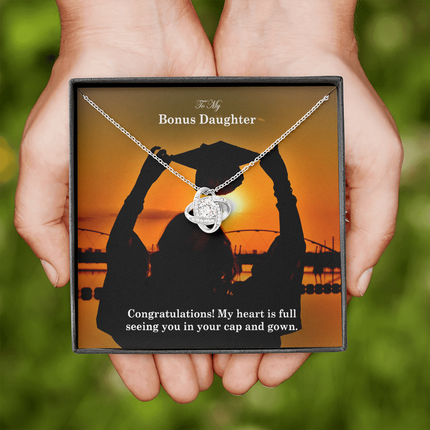 Bonus Daughter Graduation Love Knot Necklace | Congratulations Gift