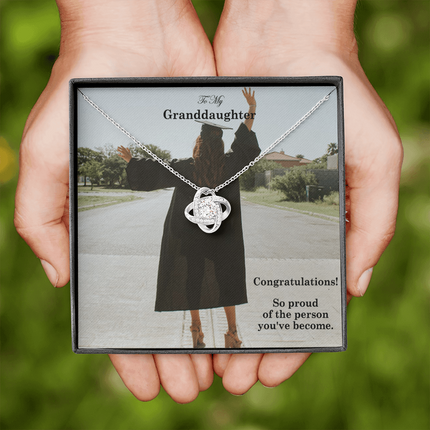 Granddaughter Graduation Love Knot Necklace | Congratulations Gift