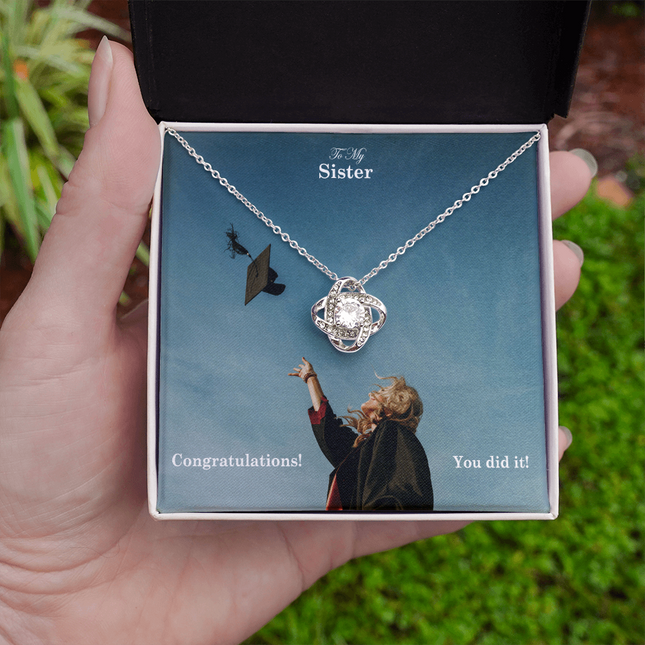 Sister Graduation Love Knot Necklace | Congratulations Gift