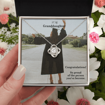 Granddaughter Graduation Love Knot Necklace | Congratulations Gift
