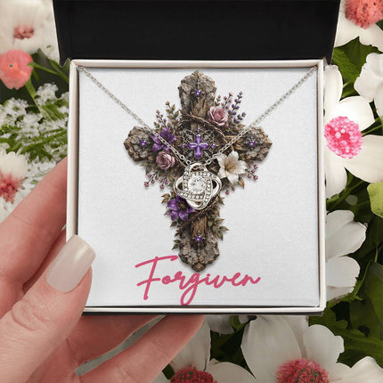 Forgiven Cross Roses | Christian Love Knot Necklace | Her Word