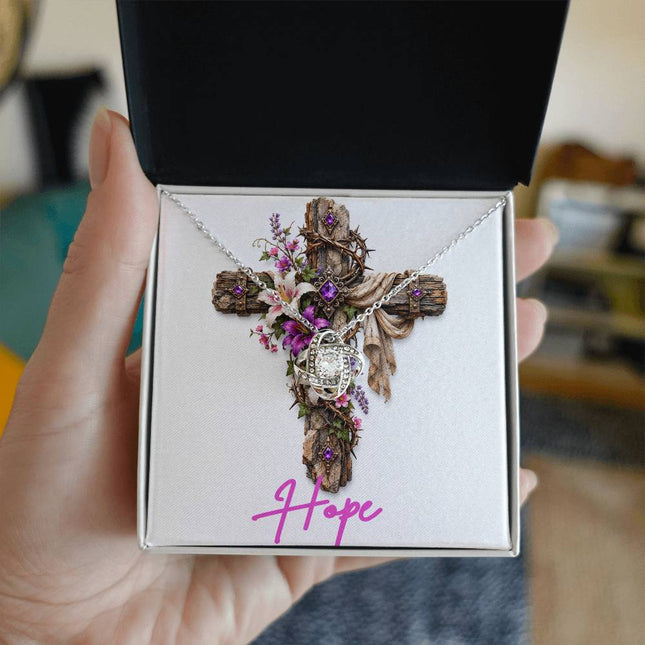 Hope Cross Lilies | Christian Love Knot Necklace | Her Word