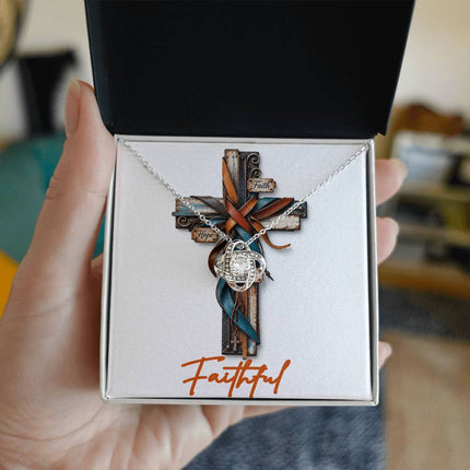 Faithful Cross Faith Hope | Christian Love Knot Necklace | Her Word