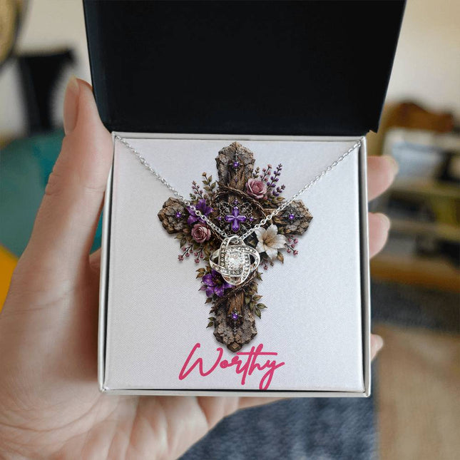 Worthy Cross Roses | Christian Love Knot Necklace | Her Word