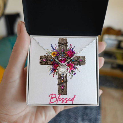 Blessed Cross Wildflowers | Christian Love Knot Necklace | Her Word