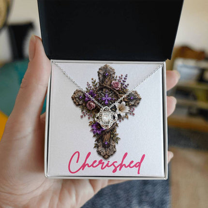 Cherished Cross Roses | Christian Love Knot Necklace | Her Word