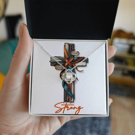 Strong Cross Faith Hope | Christian Love Knot Necklace | Her Word