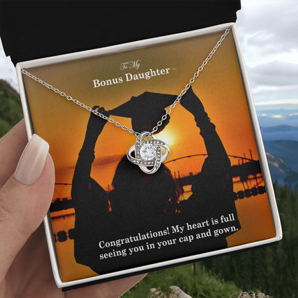 Bonus Daughter Graduation Love Knot Necklace | Congratulations Gift