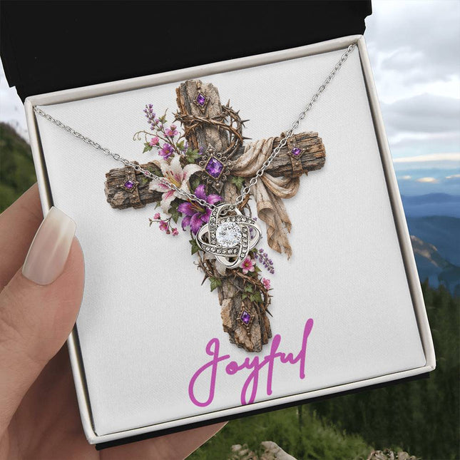 Joyful Cross Lilies | Christian Love Knot Necklace | Her Word