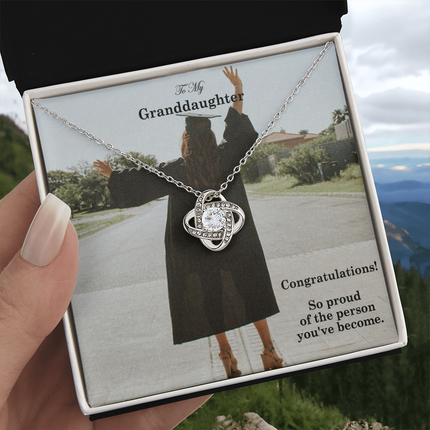 Granddaughter Graduation Love Knot Necklace | Congratulations Gift
